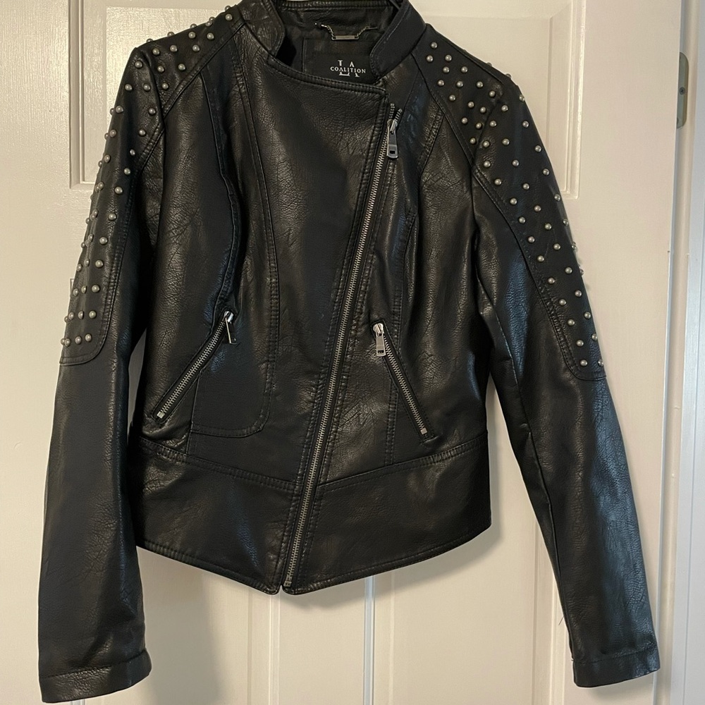 Super dope stud faux leather jacket